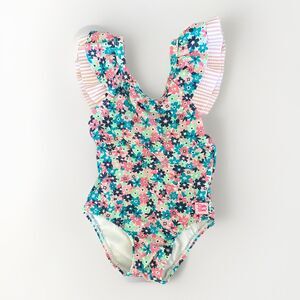 Ruffle Butts Size 2T Floral Seersucker Ruffle Sleeve One Piece Swim Suit
